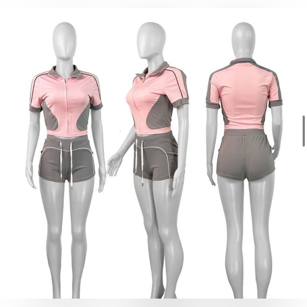 Pink and Gray Athletic Two-Piece Set